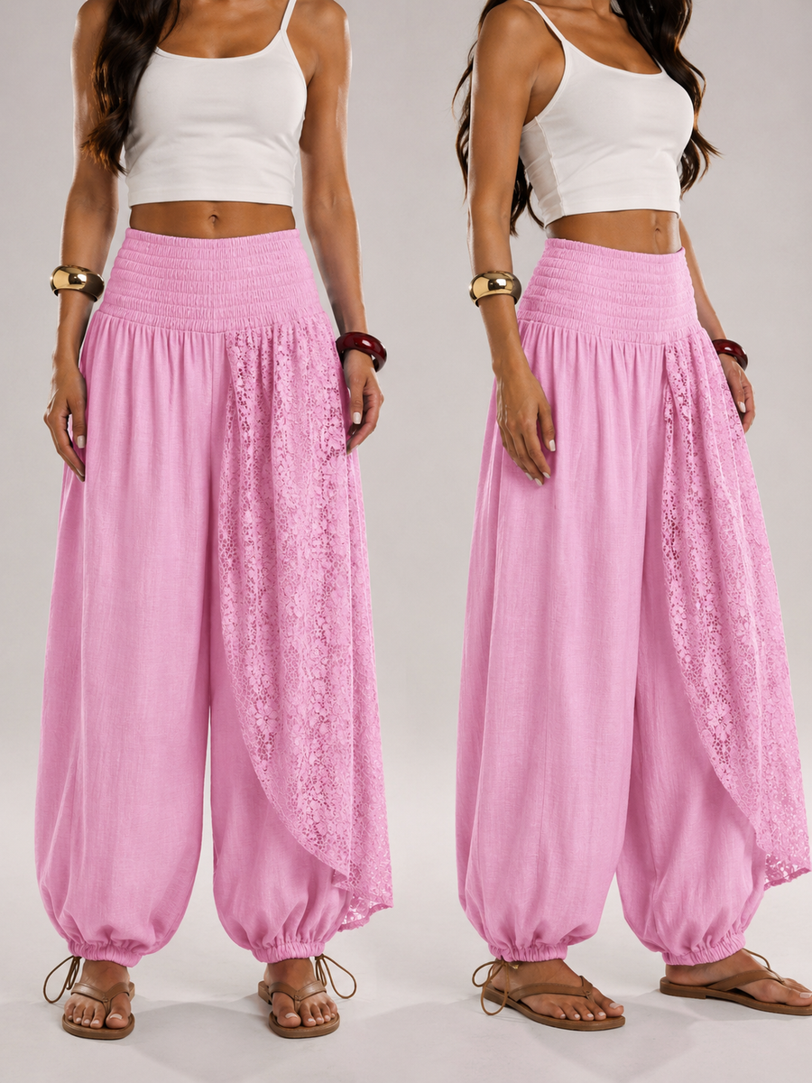 Linen Lace Pants – pink