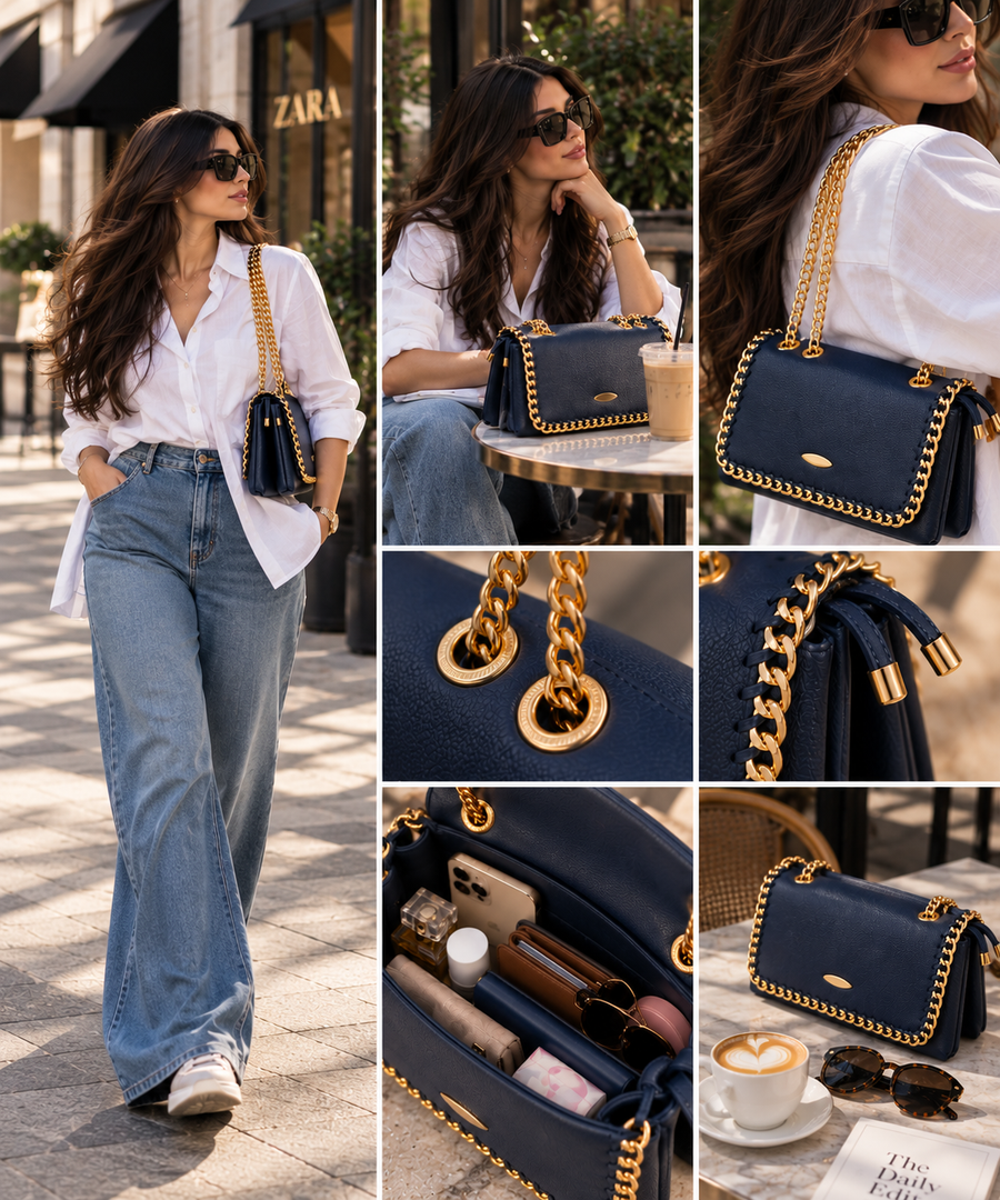 NORMA BAG | Brown Leather Chain Shoulder Bag