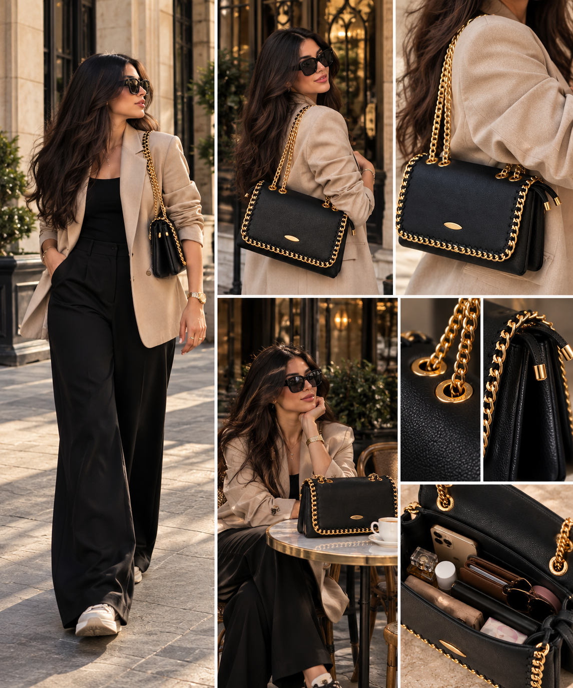 NORMA BAG | Black Leather Chain Shoulder Bag