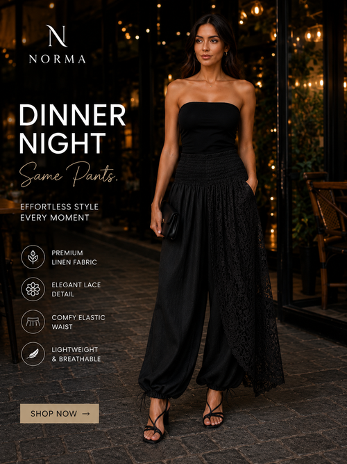 Linen Lace Pants – Black