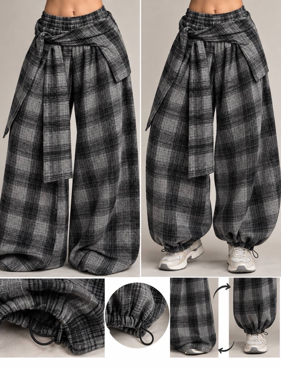 Shift Pant – Grey Plaid