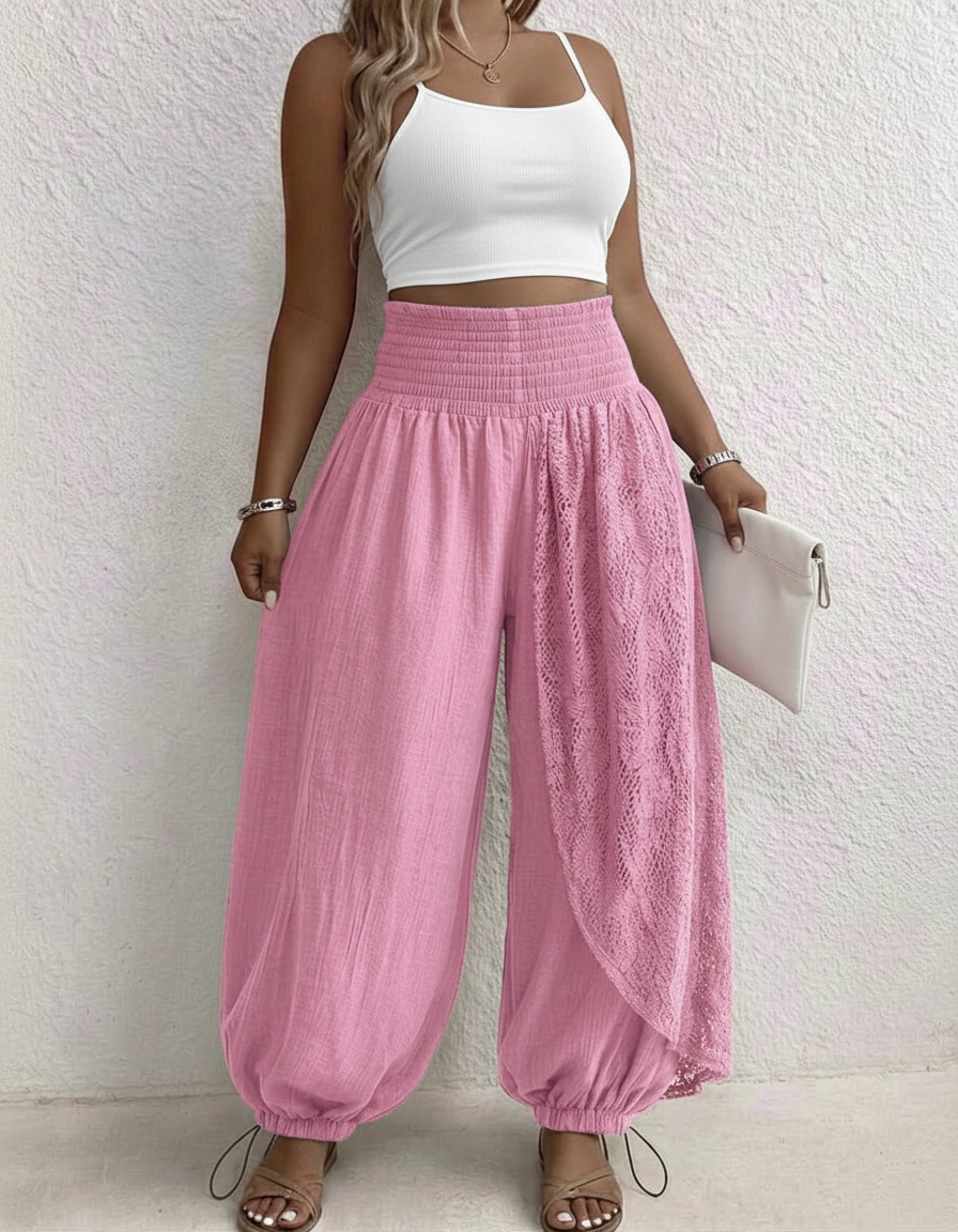 Linen Lace Pants – pink