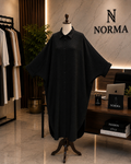 Oversized Linen Shirt Dress – Black
