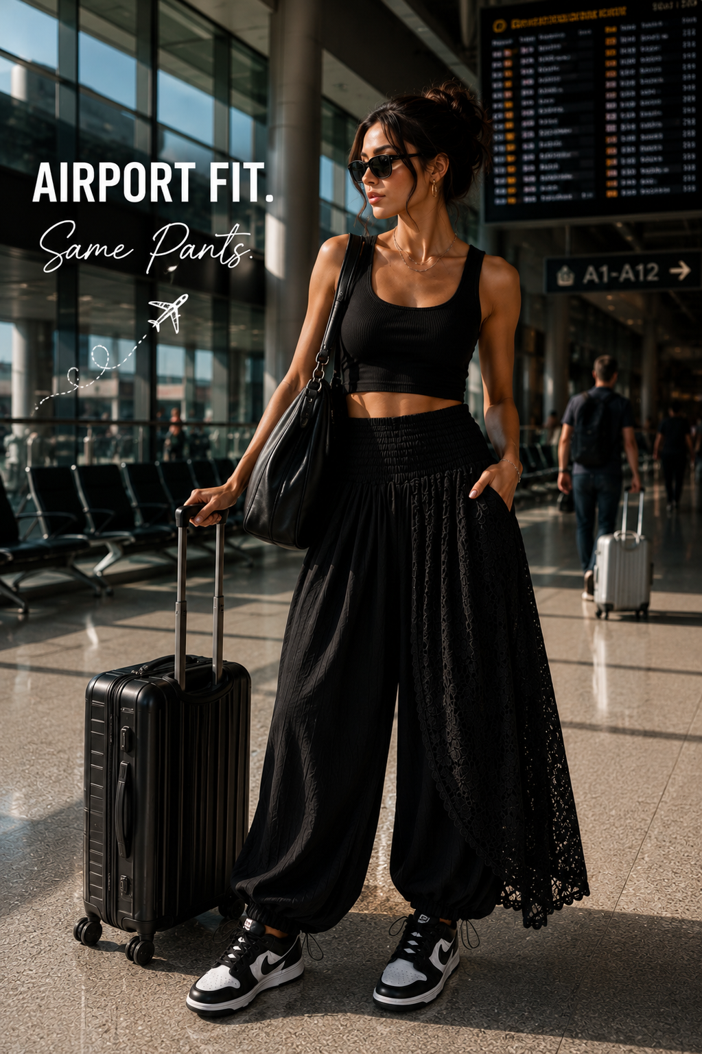 Linen Lace Pants – Black