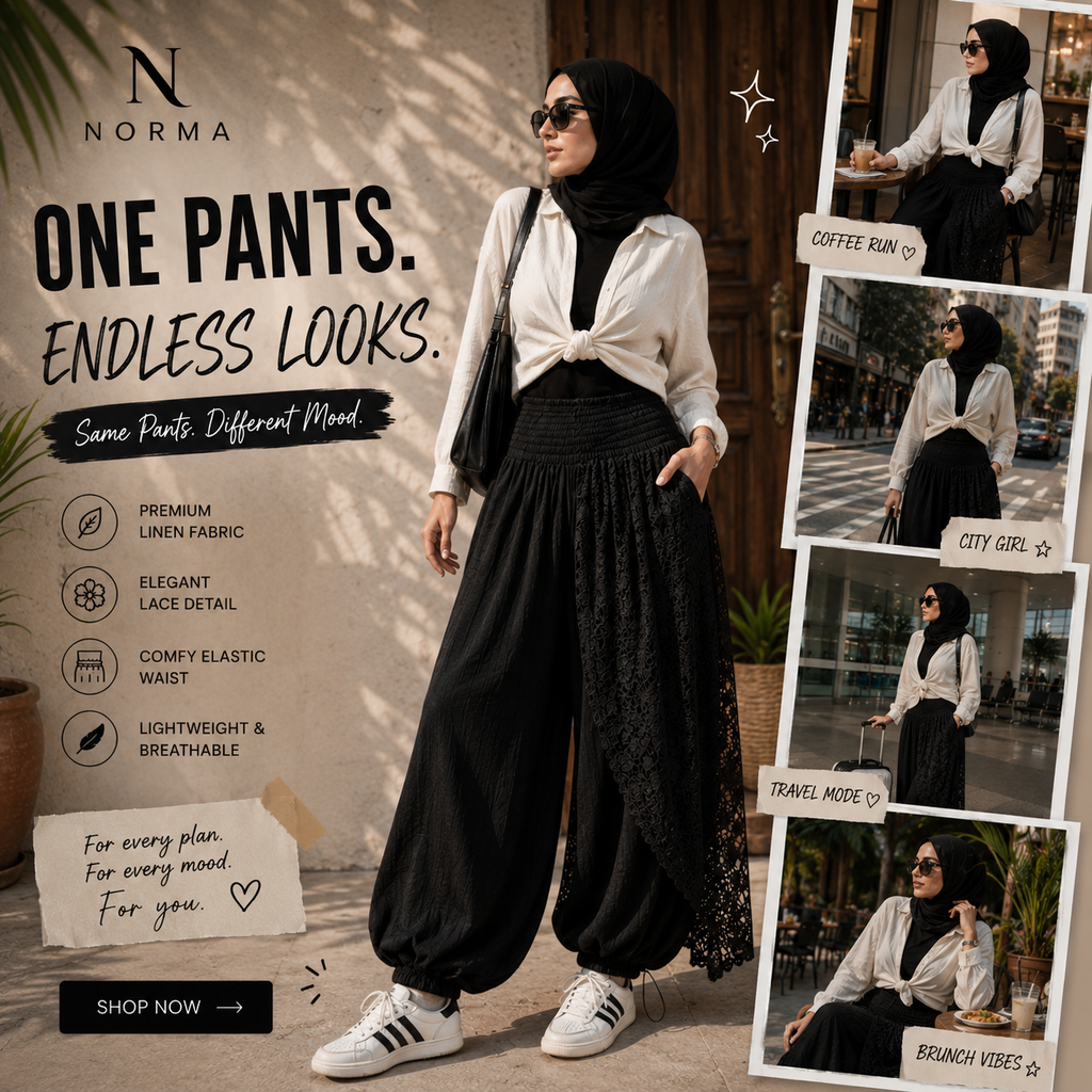 Linen Lace Pants – Black