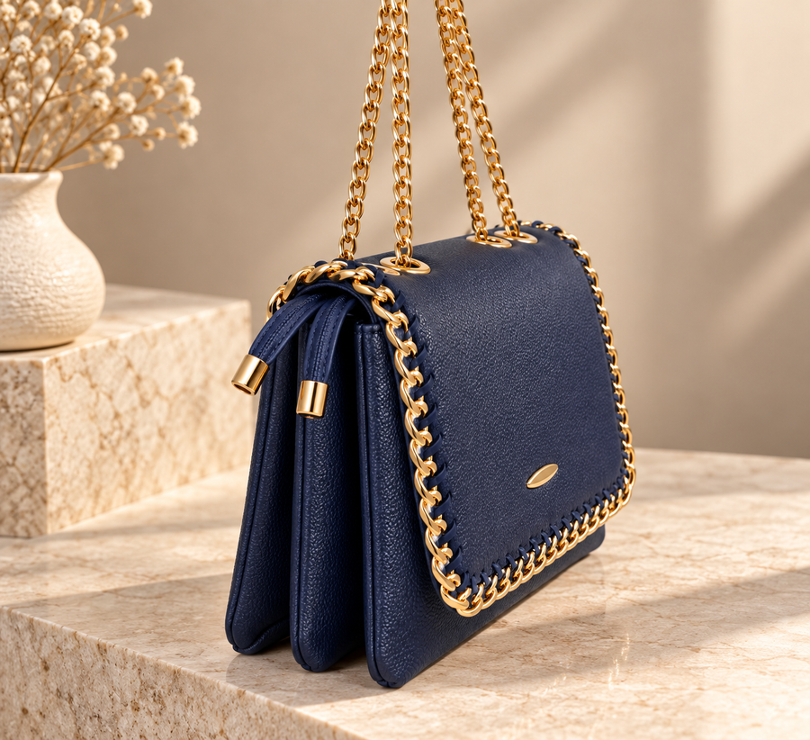 NORMA BAG | Brown Leather Chain Shoulder Bag