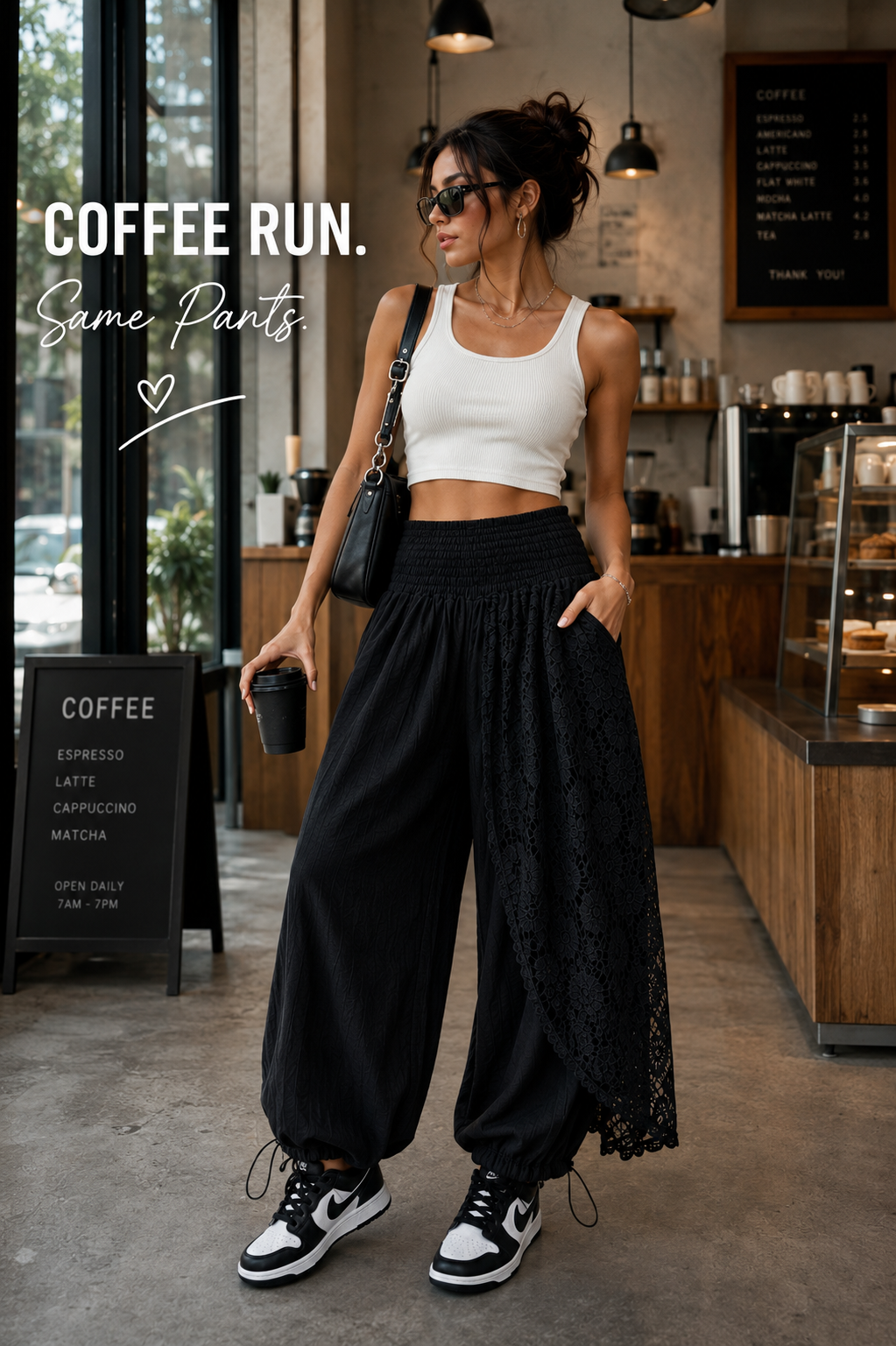Linen Lace Pants – Black