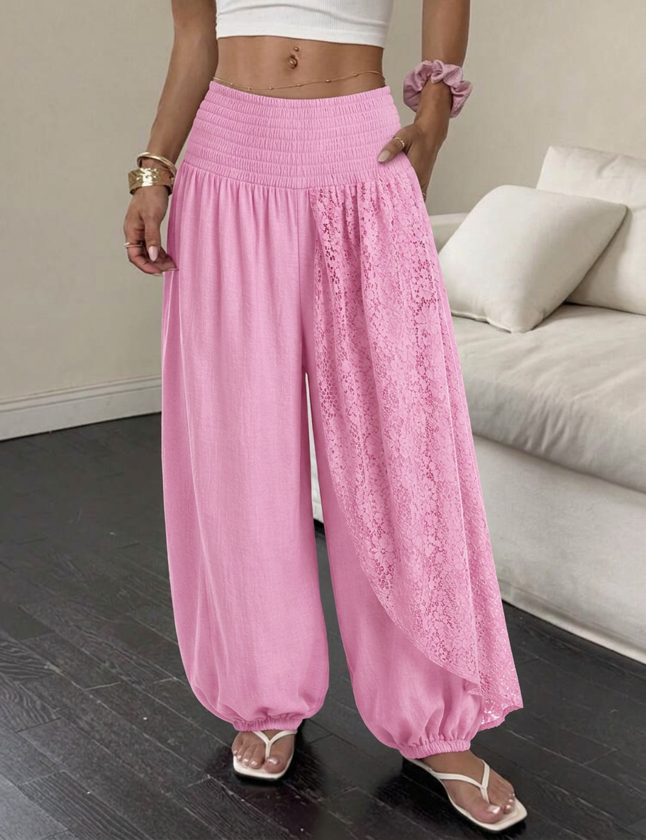 Linen Lace Pants – pink