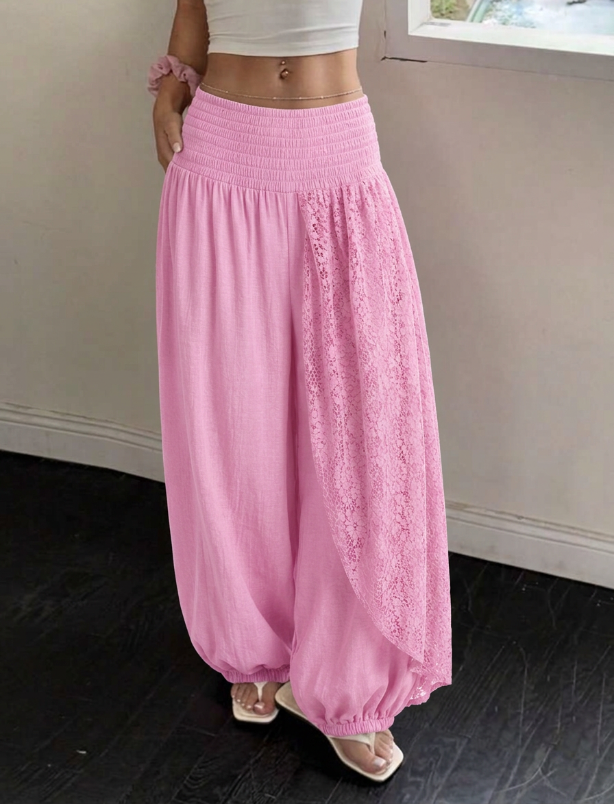 Linen Lace Pants – pink