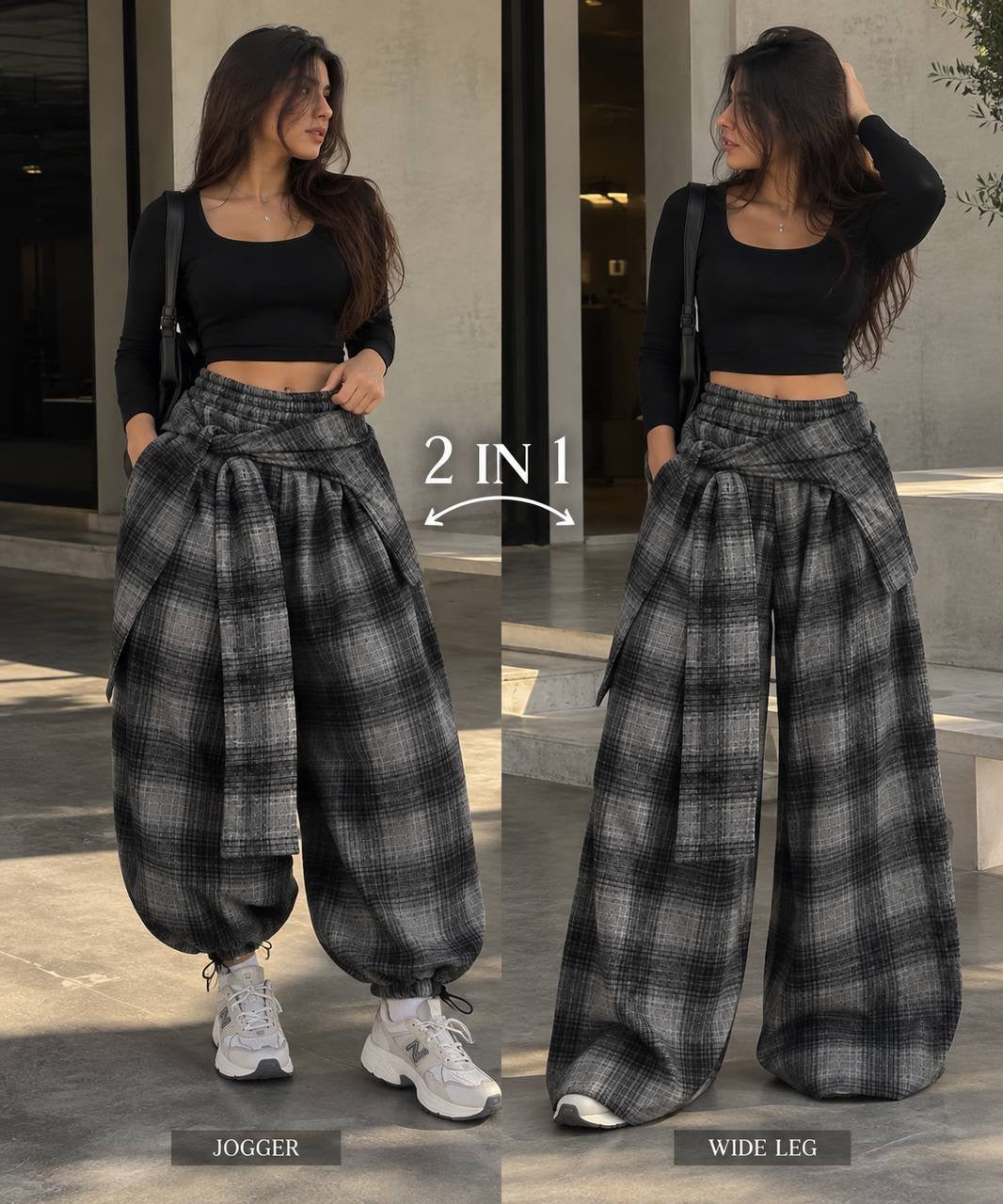 Shift Pant – Grey Plaid