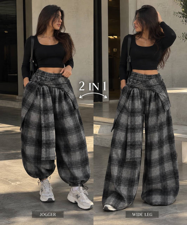 Shift Pant – Grey Plaid