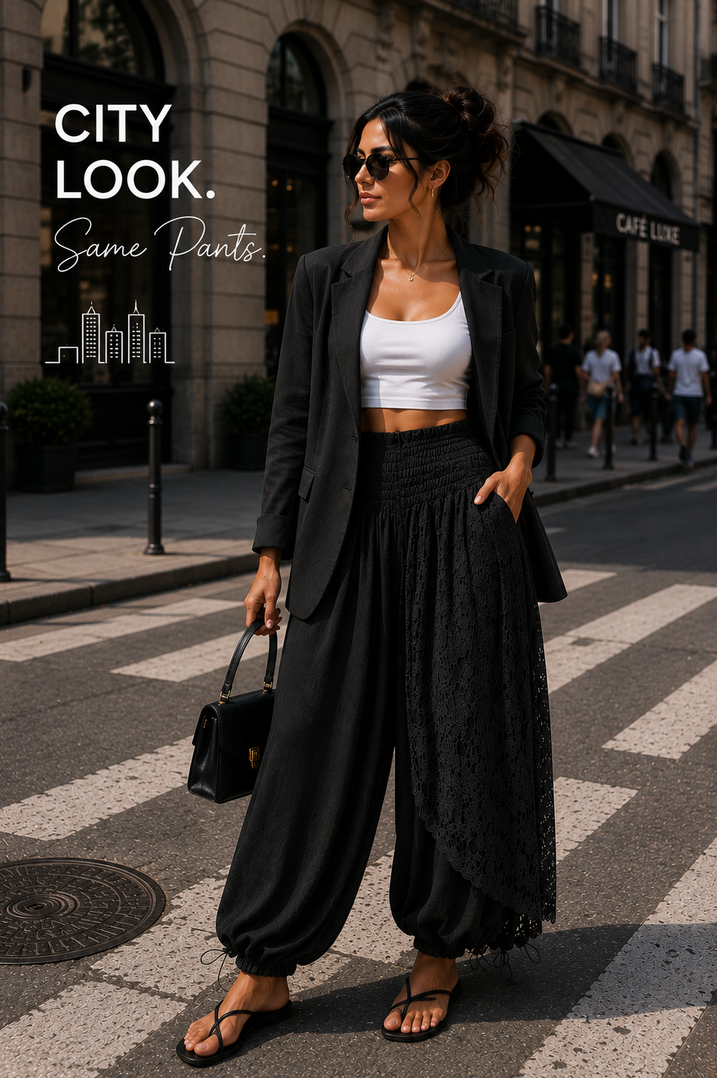 Linen Lace Pants – Black