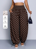 Polka Dot Wide Leg Pants – brown