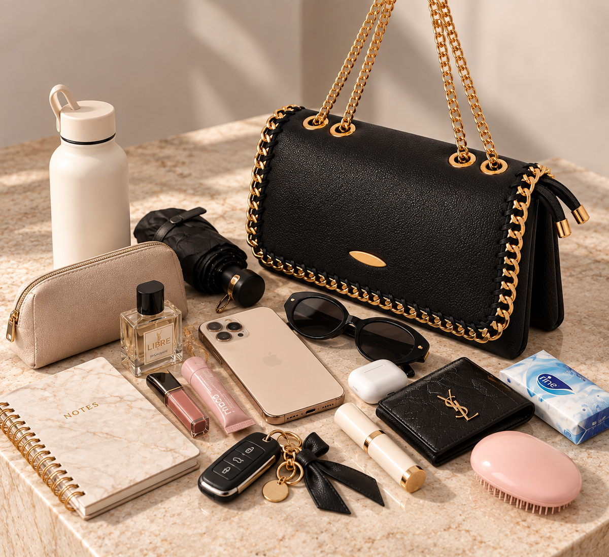 NORMA BAG | Black Leather Chain Shoulder Bag